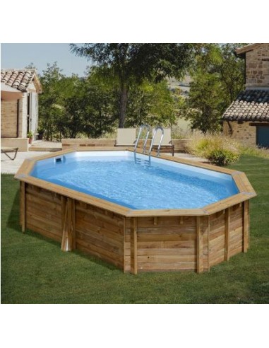 Piscina desmontable GRE de madera Cannelle 2 Ovalada