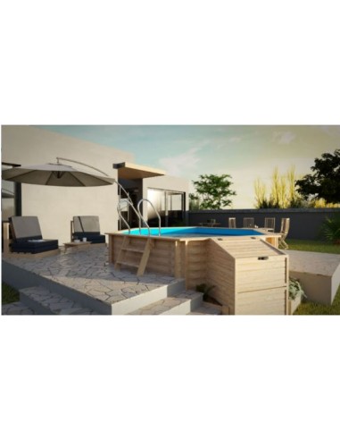 Piscina desmontable GRE de madera Vanille 2