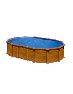 Piscina desmontable Gre ovalada imitación madera 730x375x132 cm.