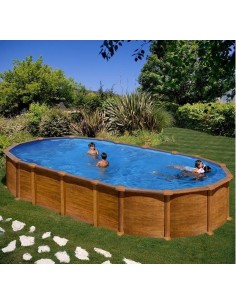 Piscina desmontable Gre ovalada imitación madera 730x375x132 cm. 2