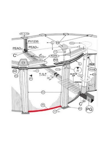 Repuestos piscinas gre perfil curvo PC3501030WP. Servicio Técnico Oficial GRE