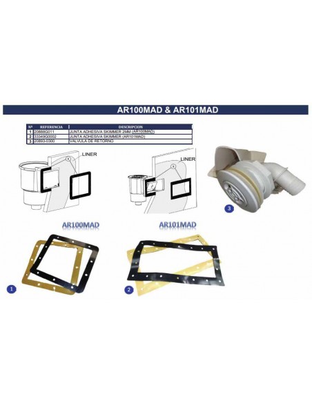 Junta adhesiva Skimmer 2mm AR100MAD ( se vende en unidades sueltas, para un skimer son necesarias 2 unidades)