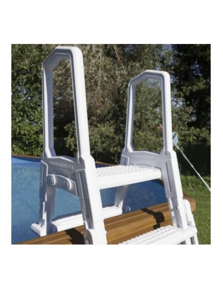 Escalera en HDPE para piscinas elevadas de 120 y 132 cm incluye 4 peldaños mas plataforma