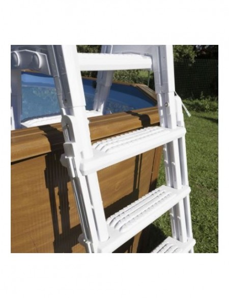 Escalera en HDPE para piscinas elevadas de 120 y 132 cm incluye 4 peldaños mas plataforma