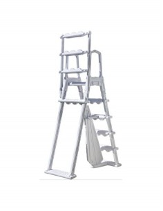 Escalera en HDPE para piscinas elevadas de 120 y 132 cm incluye 4 peldaños mas plataforma