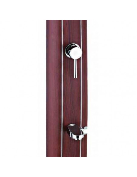 Ducha solar redonda aspecto madera