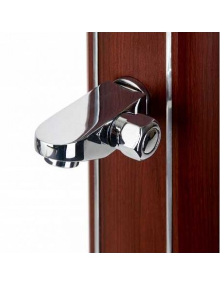 Ducha solar redonda aspecto madera