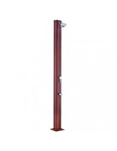 Ducha solar redonda aspecto madera