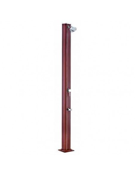 Ducha solar redonda aspecto madera