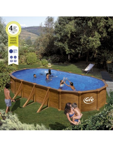Piscina GRE ovalada aspecto madera 610 x 375 x 120 P610W
