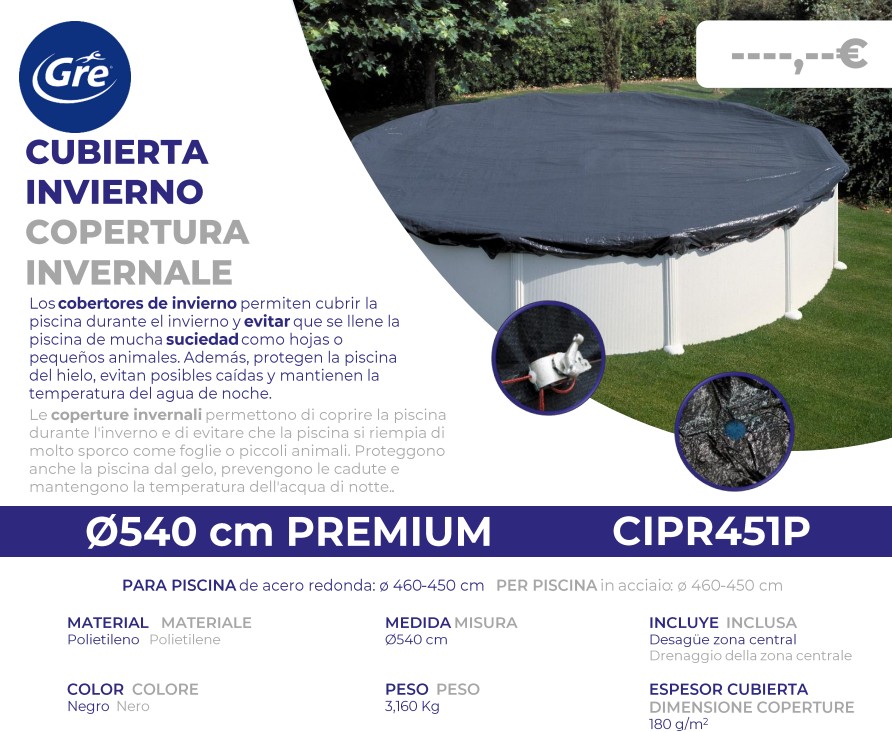 Ficha técnica cubierta de invierno premium Gre Ø460cm