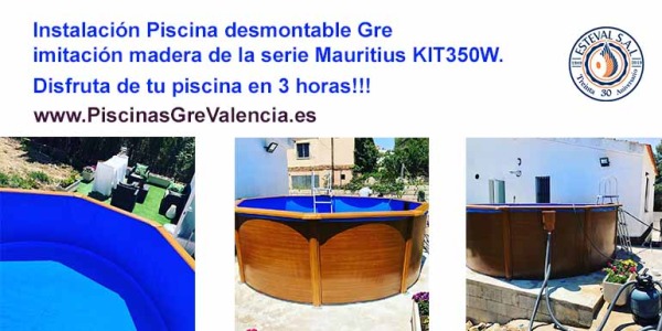 Instalación Piscina desmontable Gre imitación madera