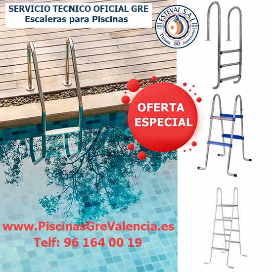 Escaleras para Piscinas Desmontables Gre www.PiscinasGreValencia.es