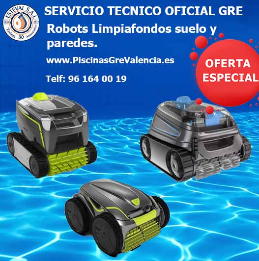 Robot limpiafondos y paredes piscina www.PiscinasGreValencia.es